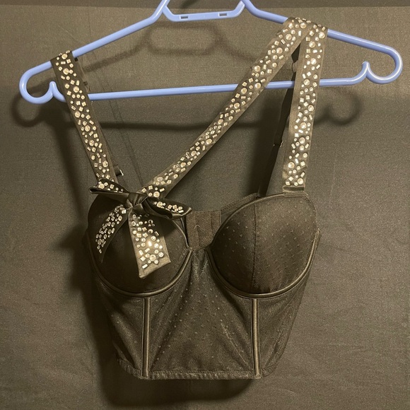 Victoria secret corset bra with rhinestones straps and bow - Picture 1 of 5